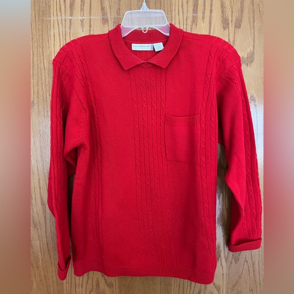 Liz Claiborne VINTAGE Red cable knit pullover 100% wool size medium peti… - Picture 1 of 3
